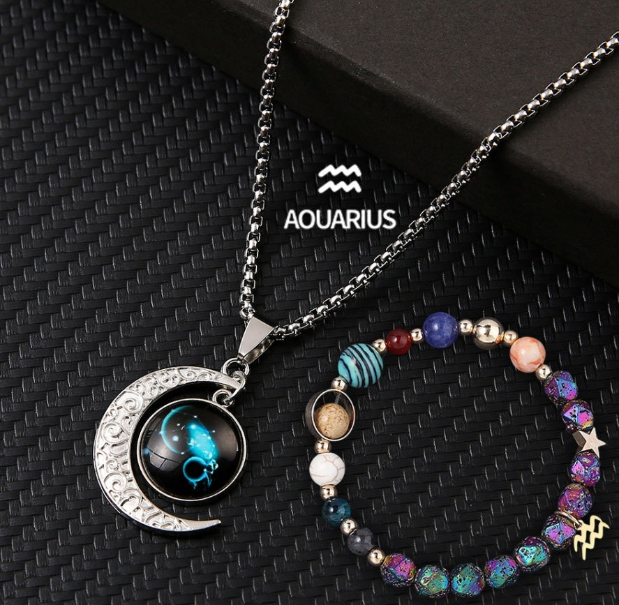Natural Stone Necklace Set For The 12 Zodiac Signs