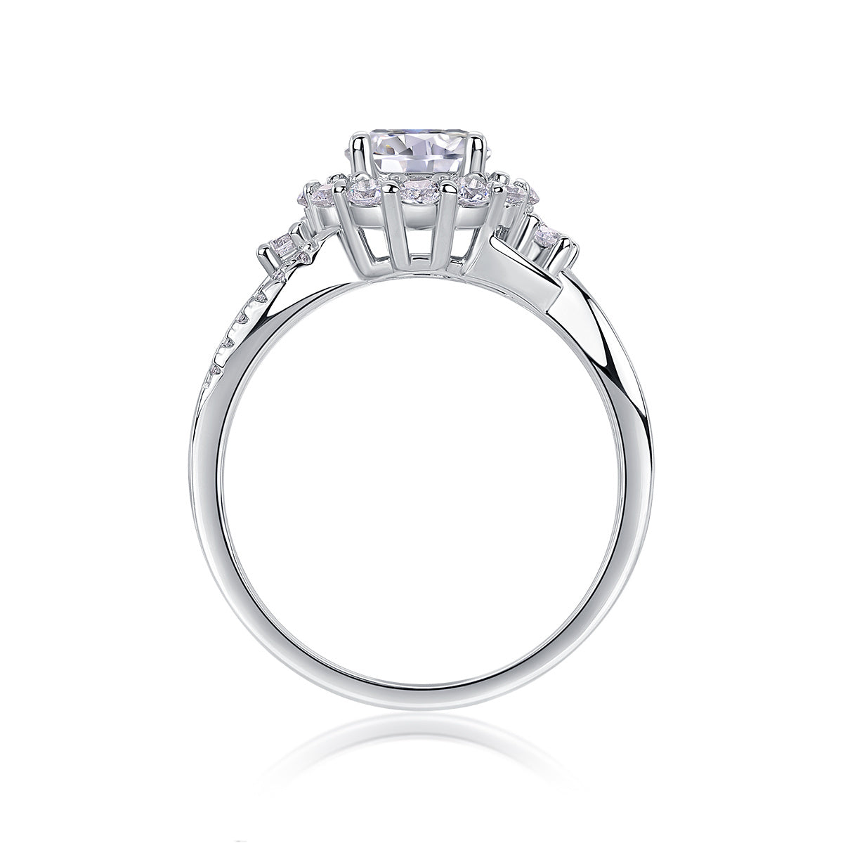 Snow Lotus - Set With 2-carat Top-quality Moissanite S925 Silver And Gold-plated Diamond Wedding Ring. The Ring Can Be Inspected With A Diamond Pen