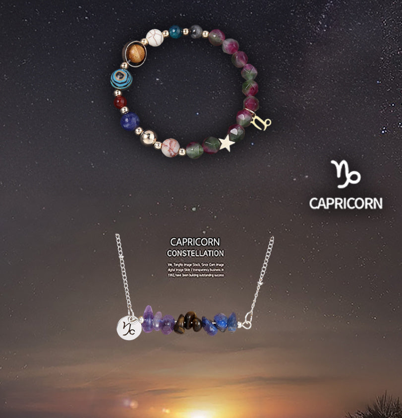 Natural Stone Necklace Set For The 12 Zodiac Signs