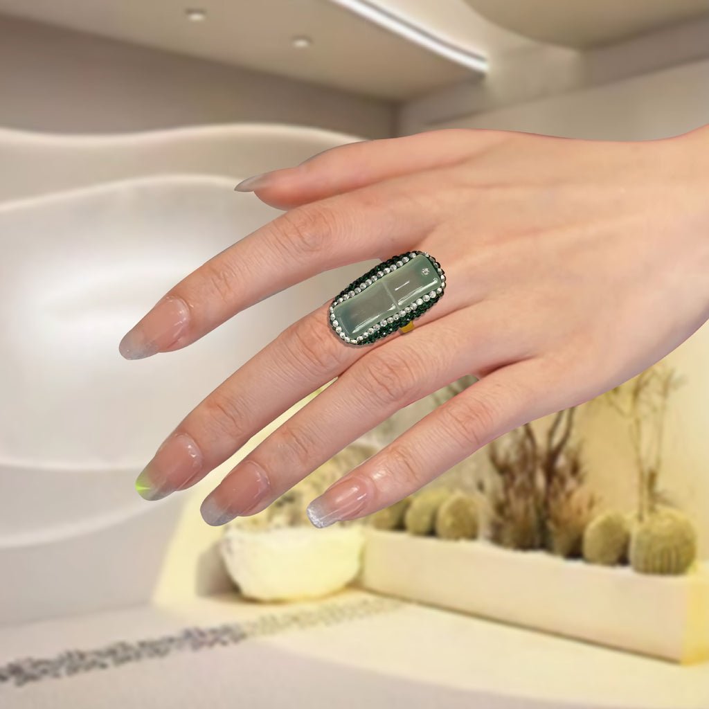 Chrysocolla Copper-plated 18K Real Gold Ring For Women