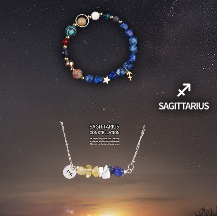 Natural Stone Necklace Set For The 12 Zodiac Signs