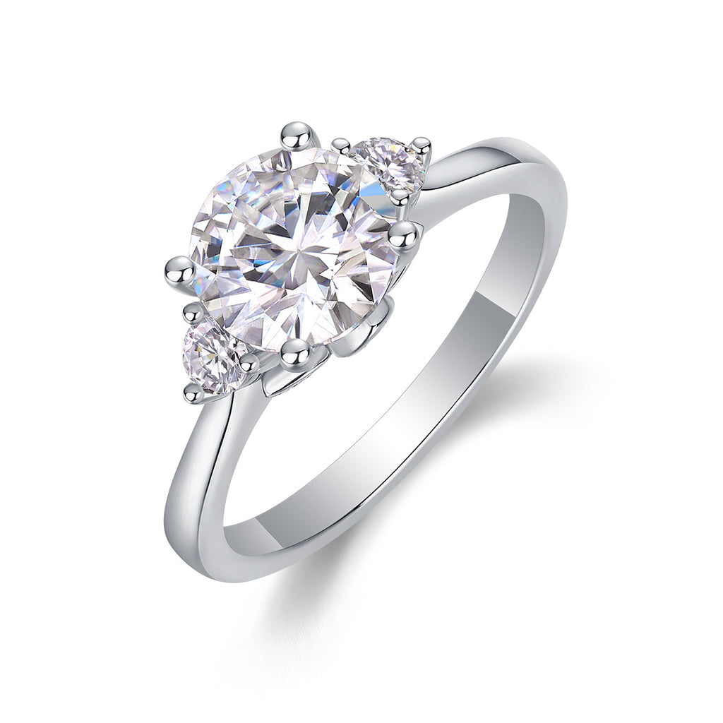 Starry Night Brilliance - A Wedding Ring Set With 2-carat Top-quality Moissanite S925 Silver And Gold-plated Diamond Can Be Tested With A Diamond Pen