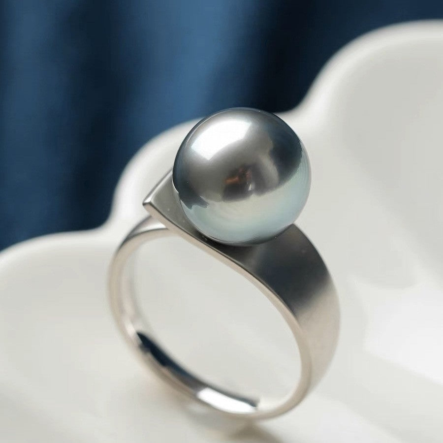 Simple Pearl Smooth Opening Ring Women's Classic Simple Light Luxury