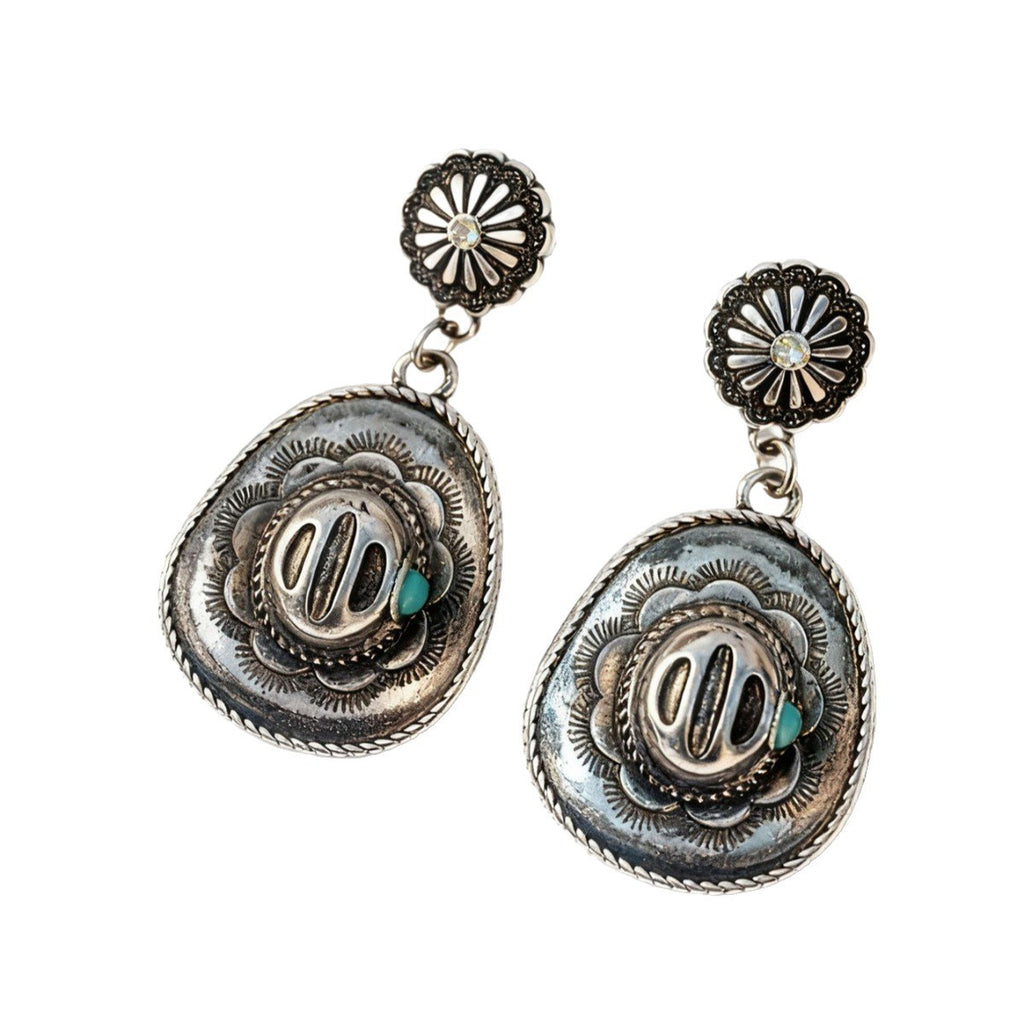 Western Cowboy Style Retro Old Cowboy Hat Pendant Earrings