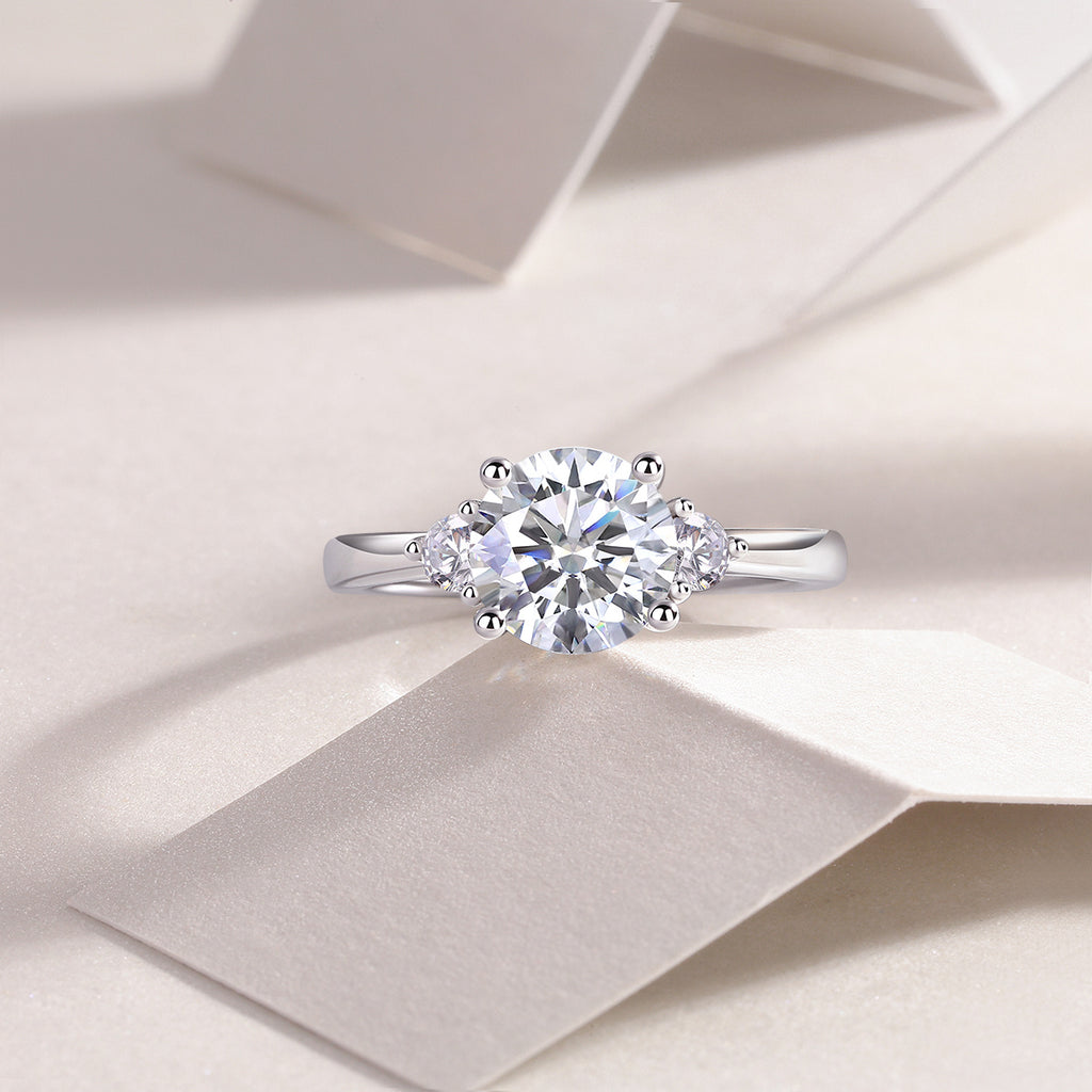 Starry Night Brilliance - A Wedding Ring Set With 2-carat Top-quality Moissanite S925 Silver And Gold-plated Diamond Can Be Tested With A Diamond Pen