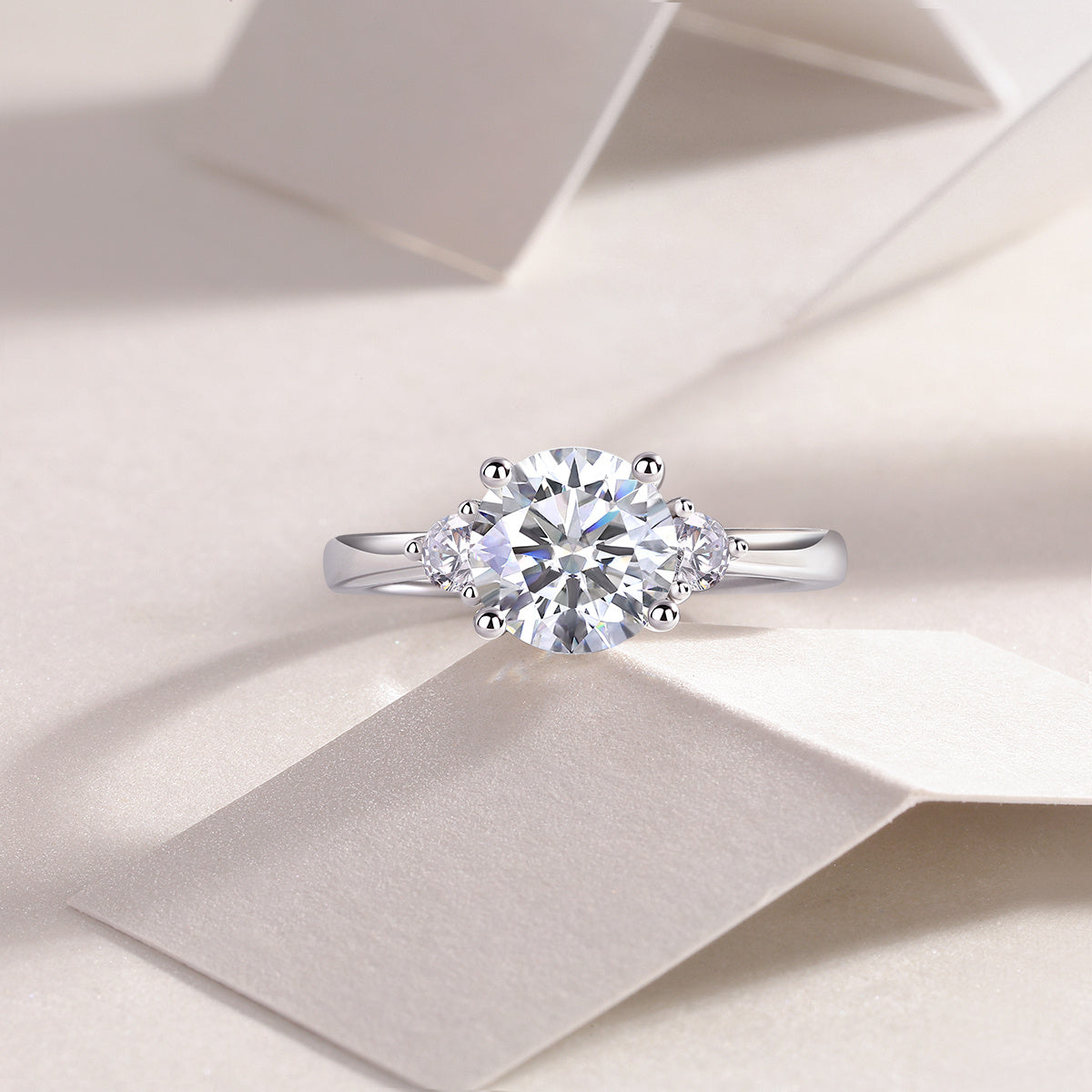 Starry Night Brilliance - A Wedding Ring Set With 2-carat Top-quality Moissanite S925 Silver And Gold-plated Diamond Can Be Tested With A Diamond Pen