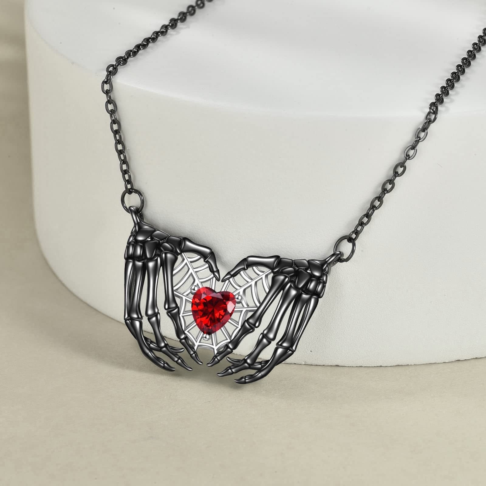 Dark Red Love Ghost Claw Pendant Necklace