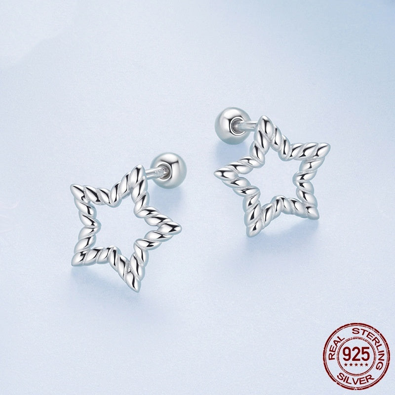 S925 Sterling Silver Star Stud Simple Classic Earrings