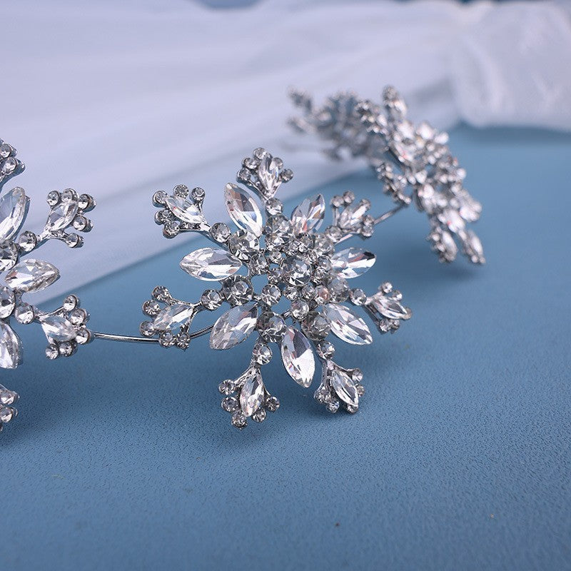 Bride Wedding Headdress Fashion Shiny Rhinestone Snowflake Headband Gas