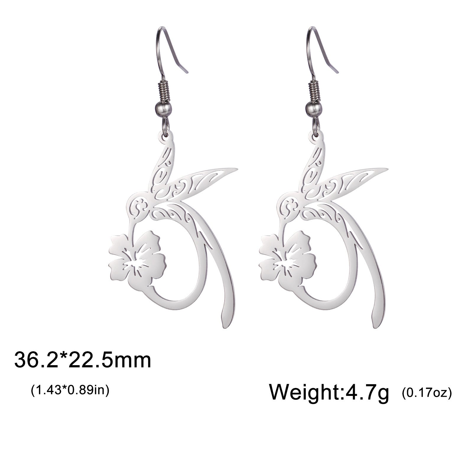 Titanium Steel Earrings Light Luxury High-end Hollow Hummingbird Honey