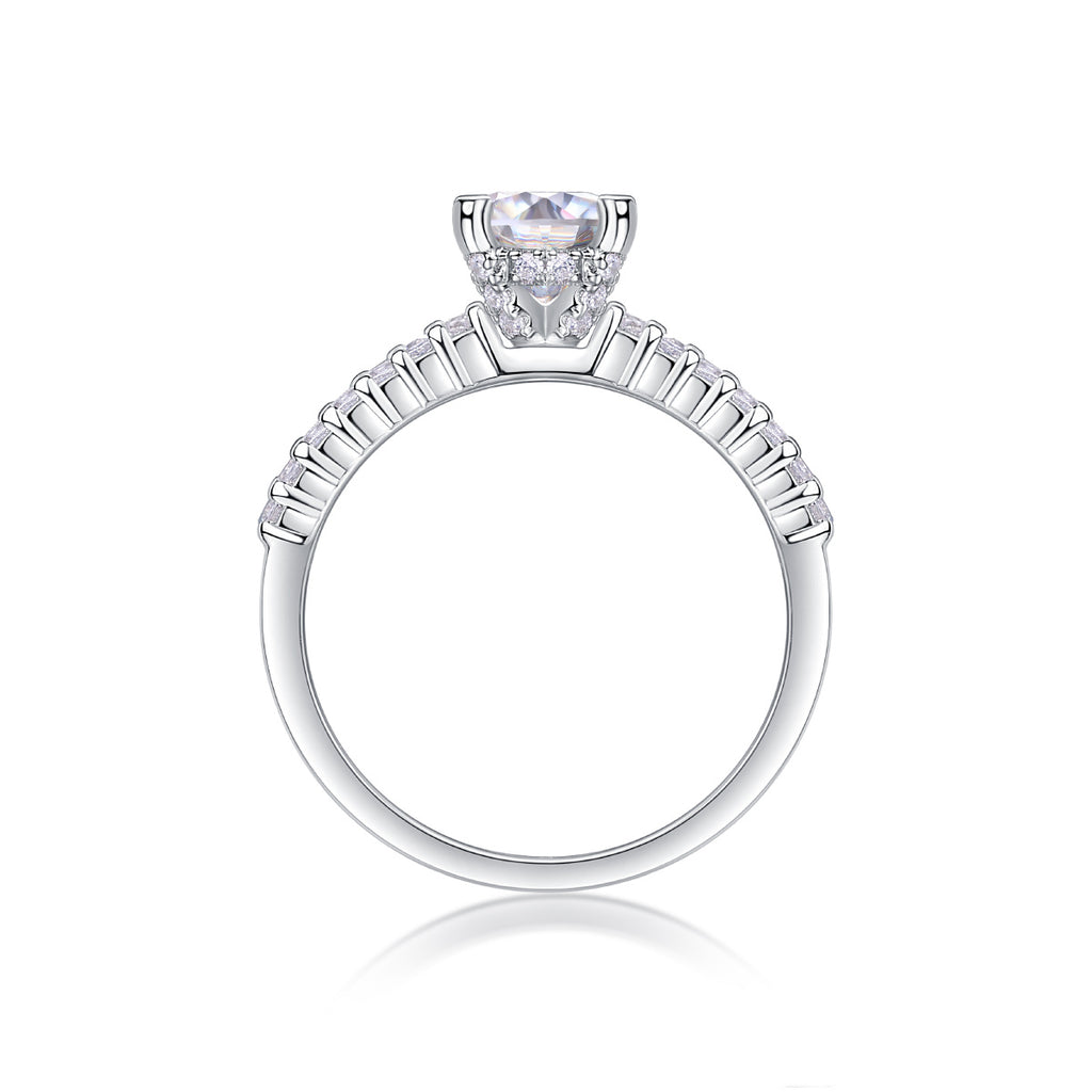 Diamond Shines At Heart - Set With 1-carat Top-quality Moissanite S925 Silver And Platinum-plated Diamond Wedding Ring. The Ring Can Be Tested With A Diamond Pen
