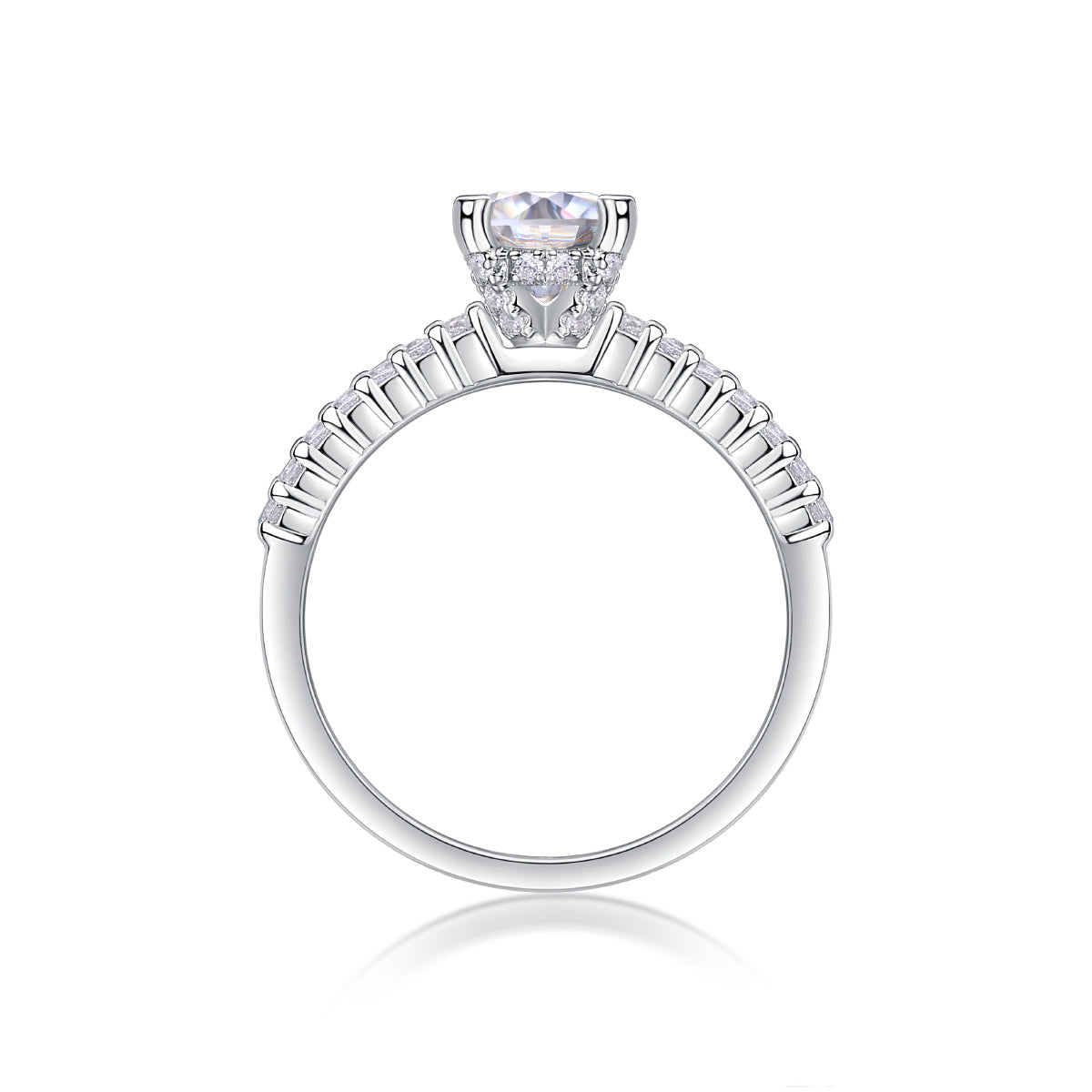 Diamond Shines At Heart - Set With 1-carat Top-quality Moissanite S925 Silver And Platinum-plated Diamond Wedding Ring. The Ring Can Be Tested With A Diamond Pen