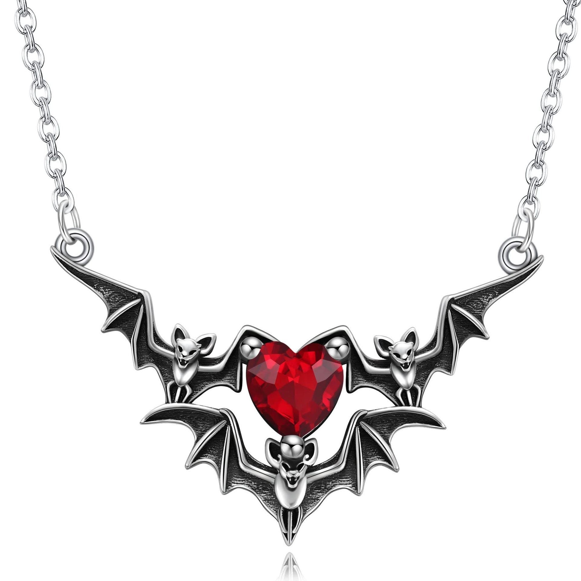 Dark Red Love Ghost Claw Pendant Necklace