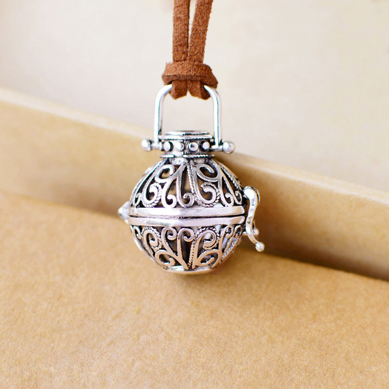 Vintage Carved Essential Oil Aromatherapy Pendant Necklace