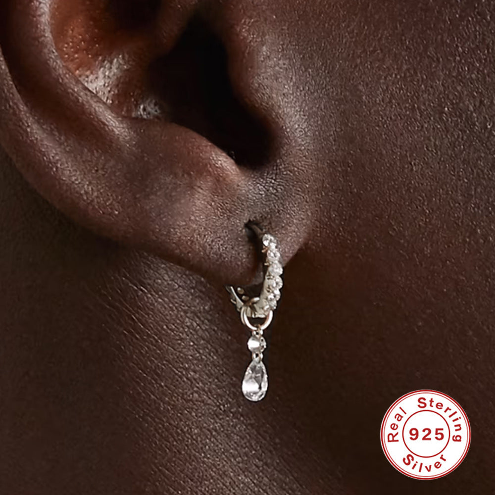 S925 Sterling Silver Diamond Ear Ring Plus Pendant