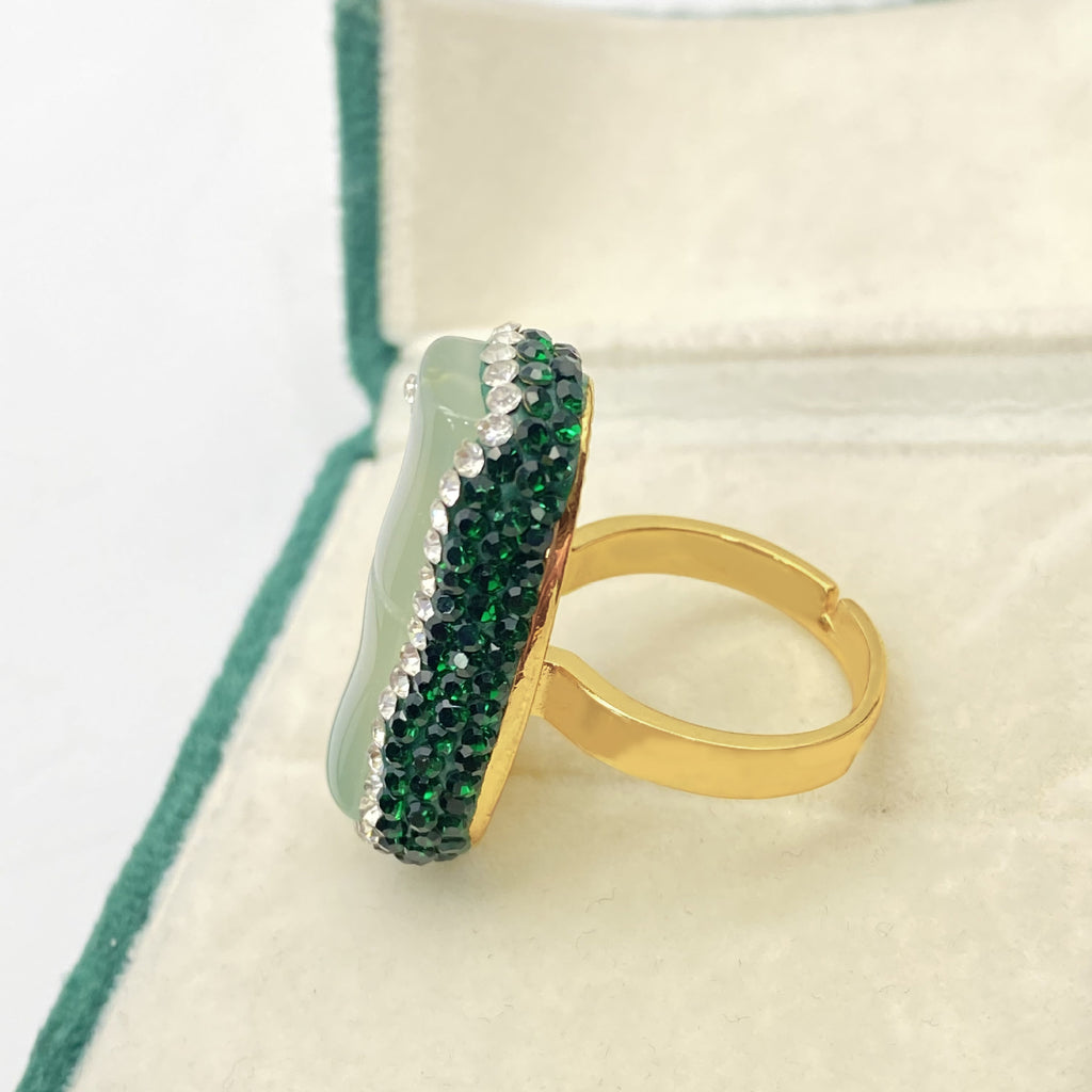 Chrysocolla Copper-plated 18K Real Gold Ring For Women