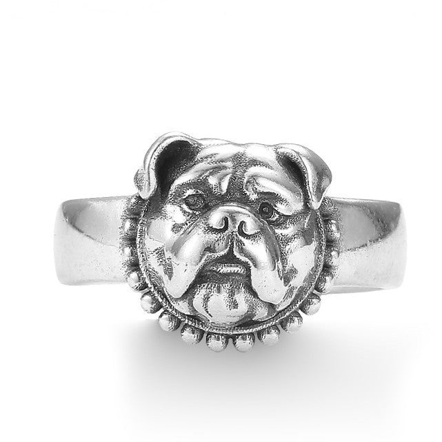 Thai Silver Retro Personality Dog Ring Trendy Adjustable