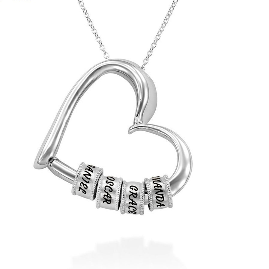 POD Personalized Name Beaded Heart Bead