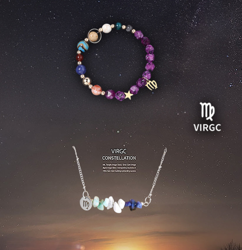 Natural Stone Necklace Set For The 12 Zodiac Signs