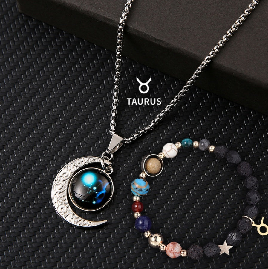 Natural Stone Necklace Set For The 12 Zodiac Signs