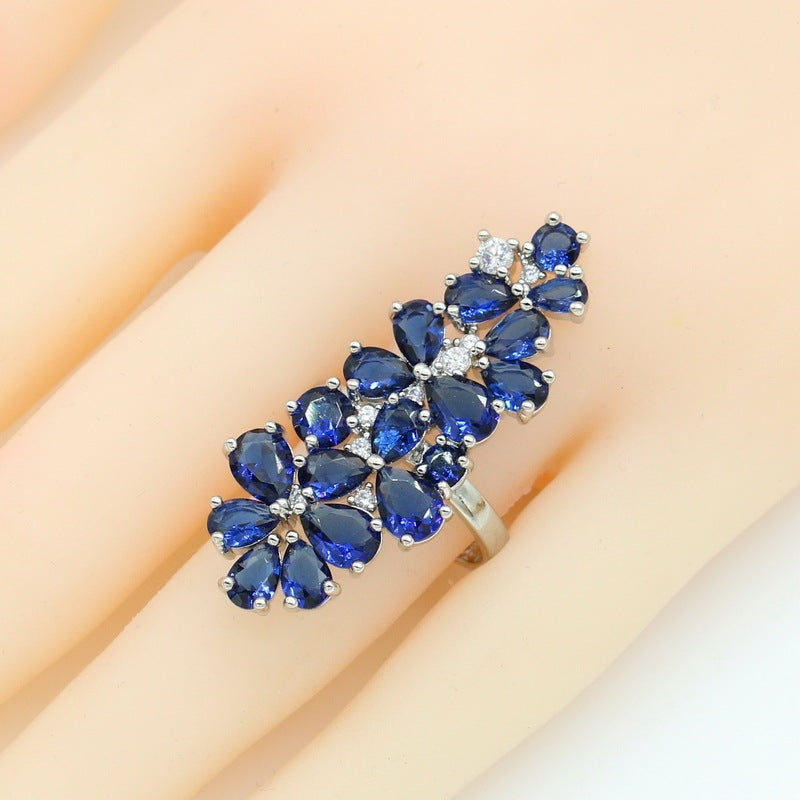 Zircon Inlaid Necklace Earring Ring Bracelet Popular Ornament