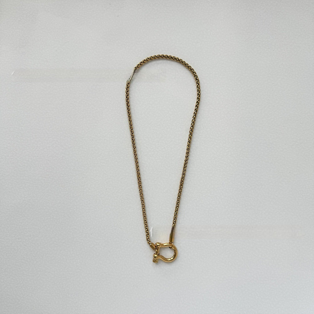 Electroplated 18K Gold High Quality Polished Climbing Button Carabiner Necklace