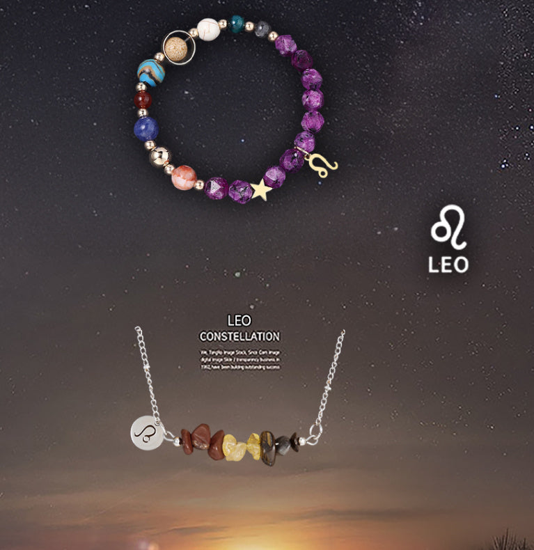 Natural Stone Necklace Set For The 12 Zodiac Signs