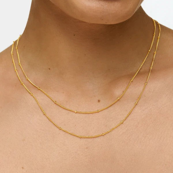 Double-layer Clip Beads Stainless Steel Plated 18K Gold Necklace