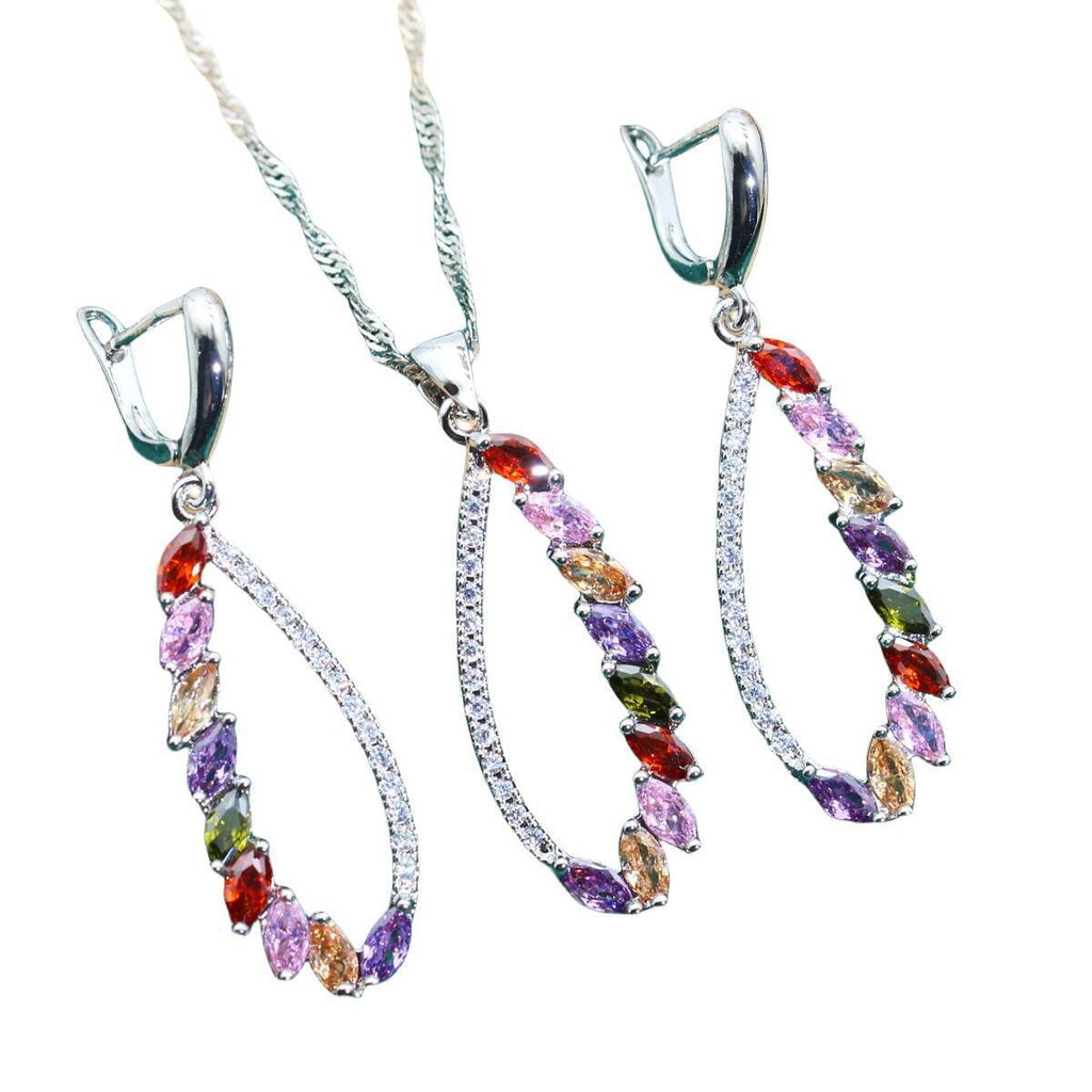 Anti-allergy Zircon Necklace Earrings Jewelry Suit
