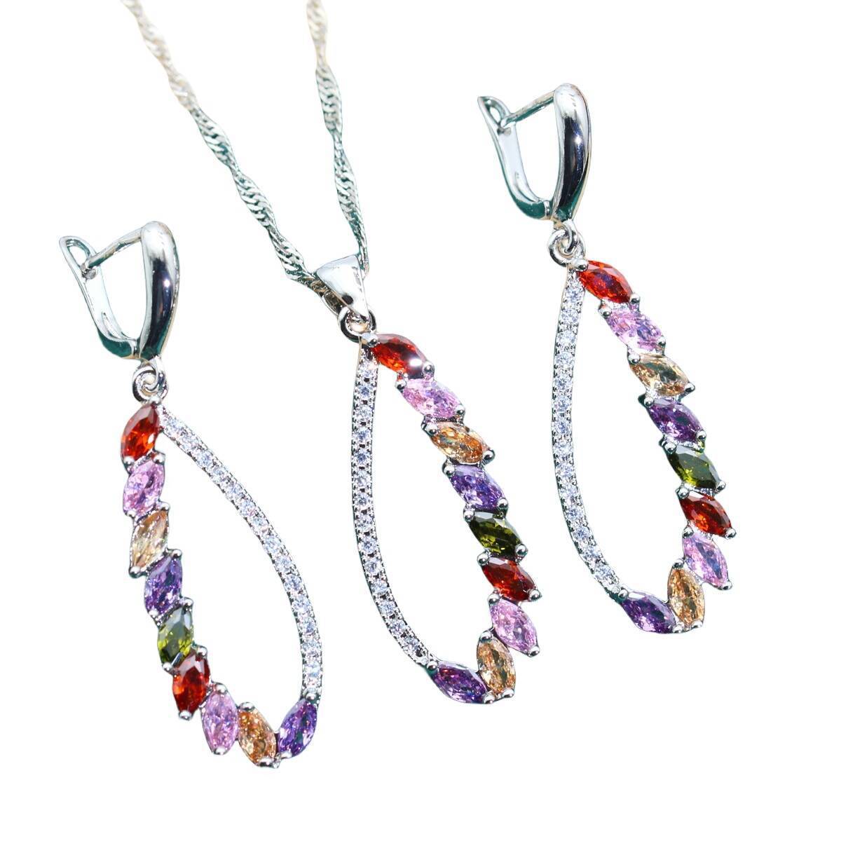Anti-allergy Zircon Necklace Earrings Jewelry Suit