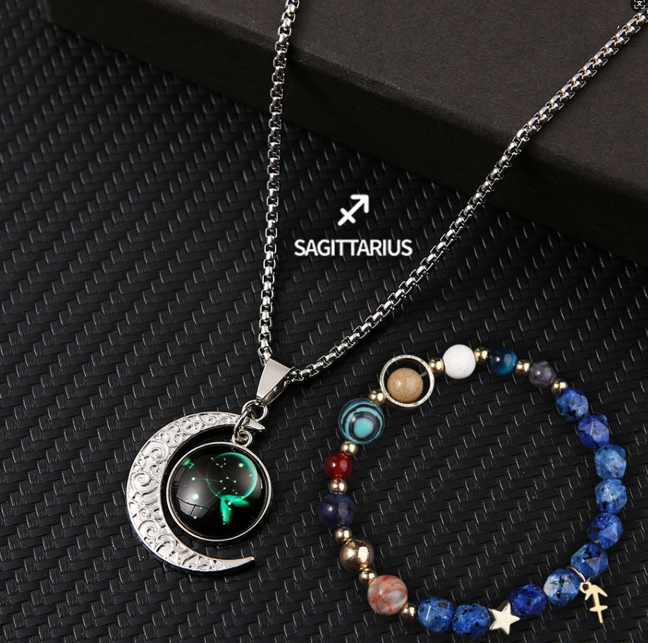 Natural Stone Necklace Set For The 12 Zodiac Signs