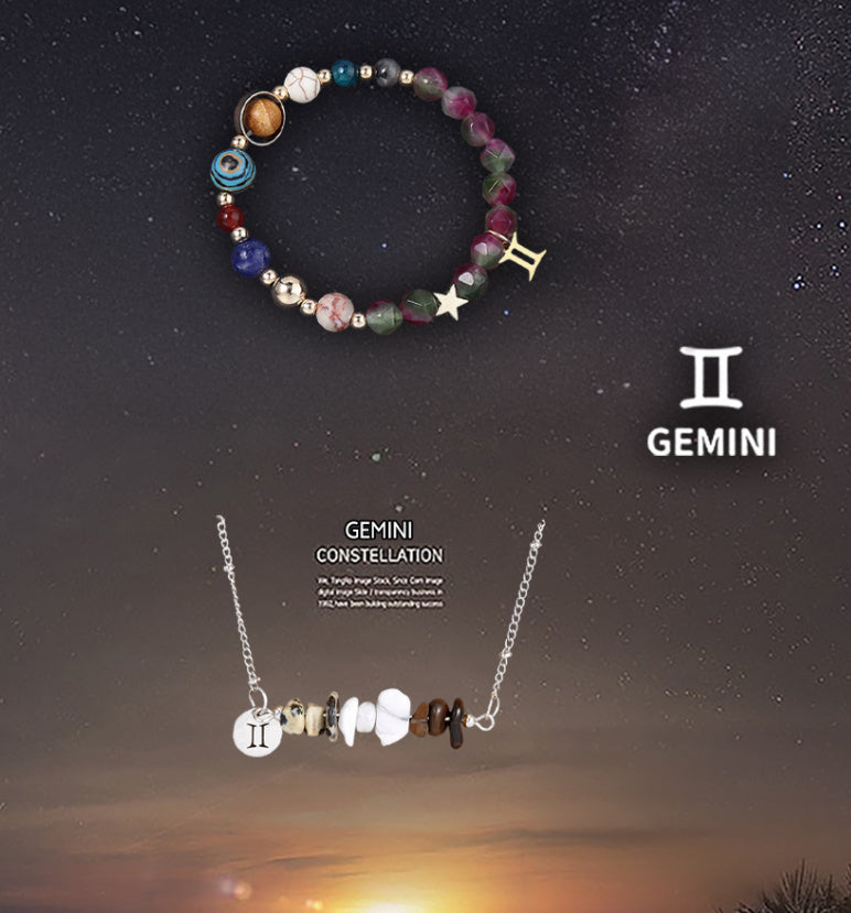 Natural Stone Necklace Set For The 12 Zodiac Signs
