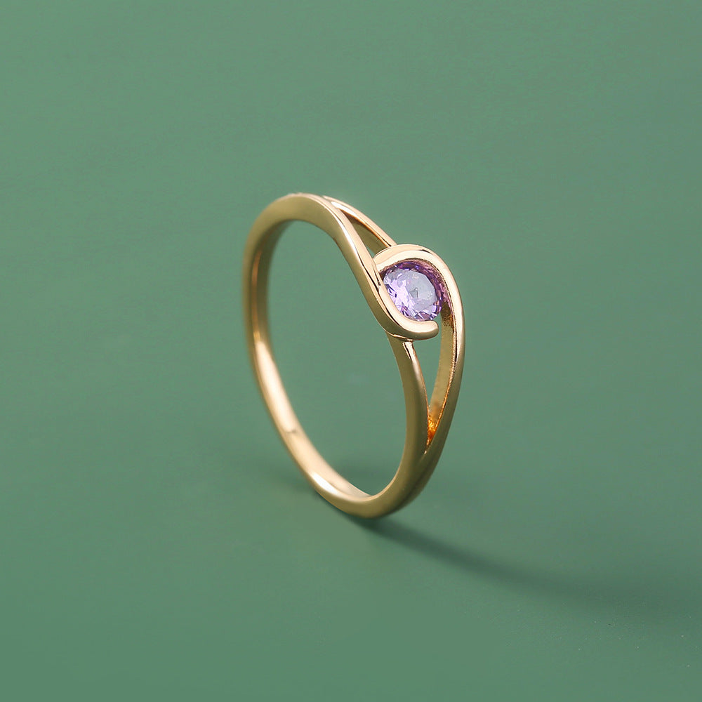 Niche Metal Zircon Ring Gem Ring Adjustable