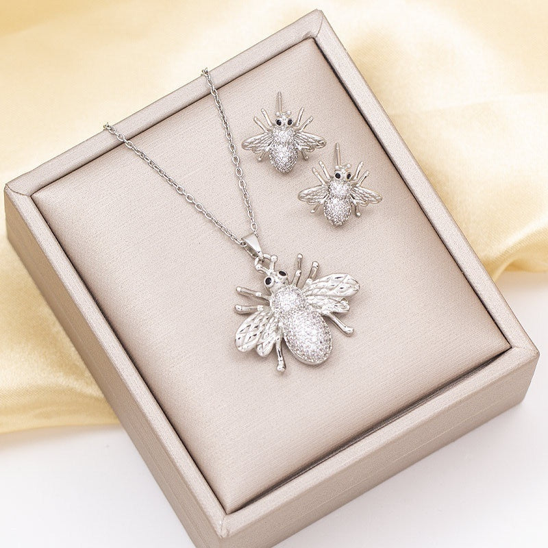 Versatile Titanium Steel Lock Chain Pendant Earrings