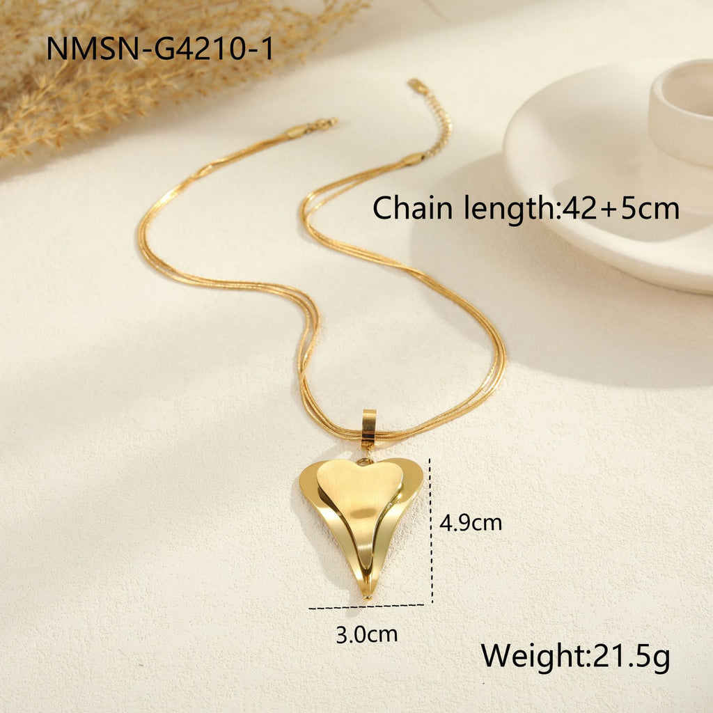 Double Heart Snake Bones Chain Stainless Steel Design Sense