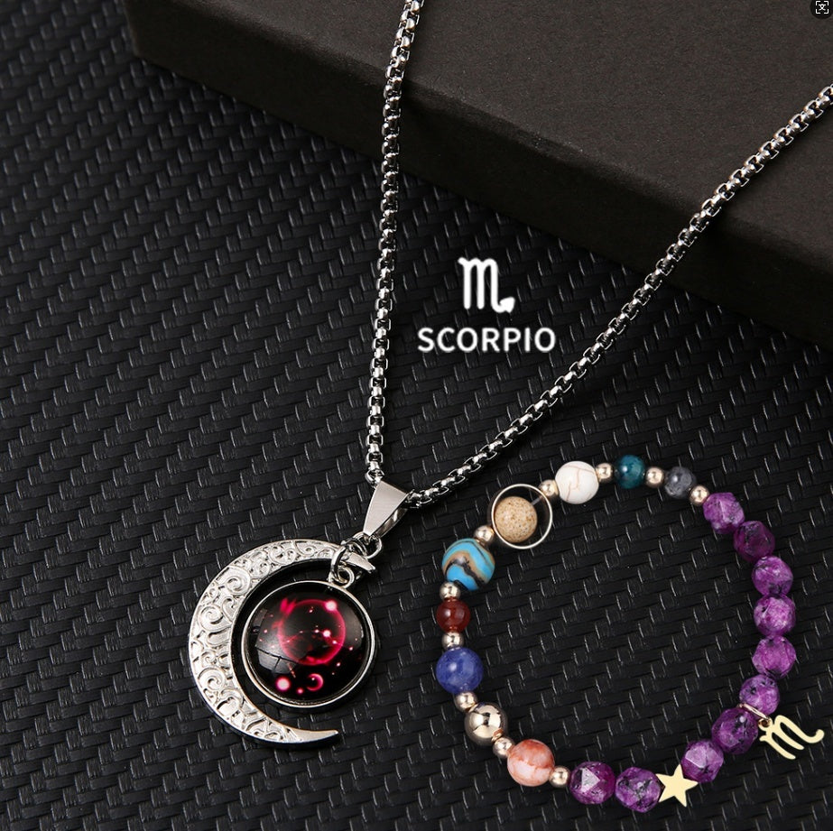 Natural Stone Necklace Set For The 12 Zodiac Signs