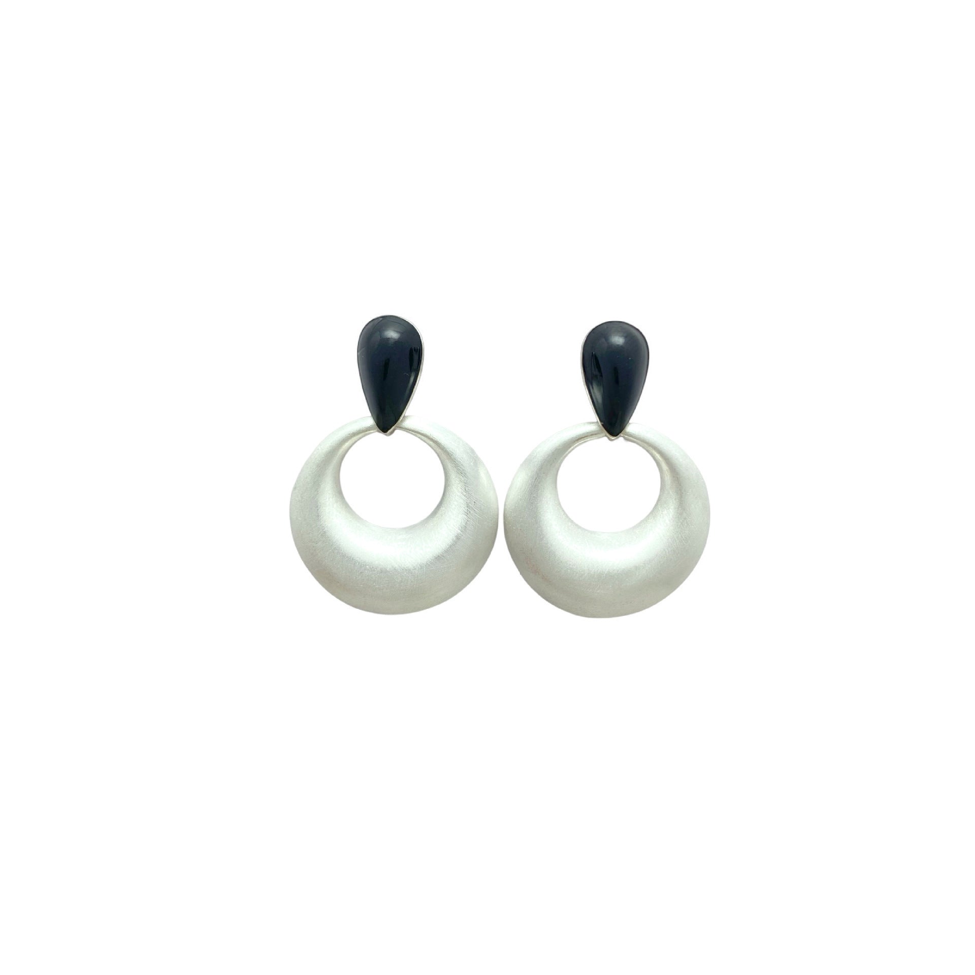 Retro Geometric Drop Earrings With Enamel Color Clash