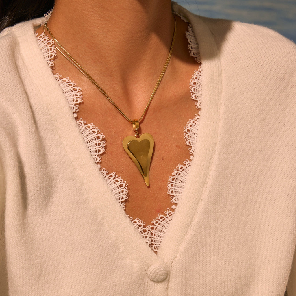 Double Heart Snake Bones Chain Stainless Steel Design Sense