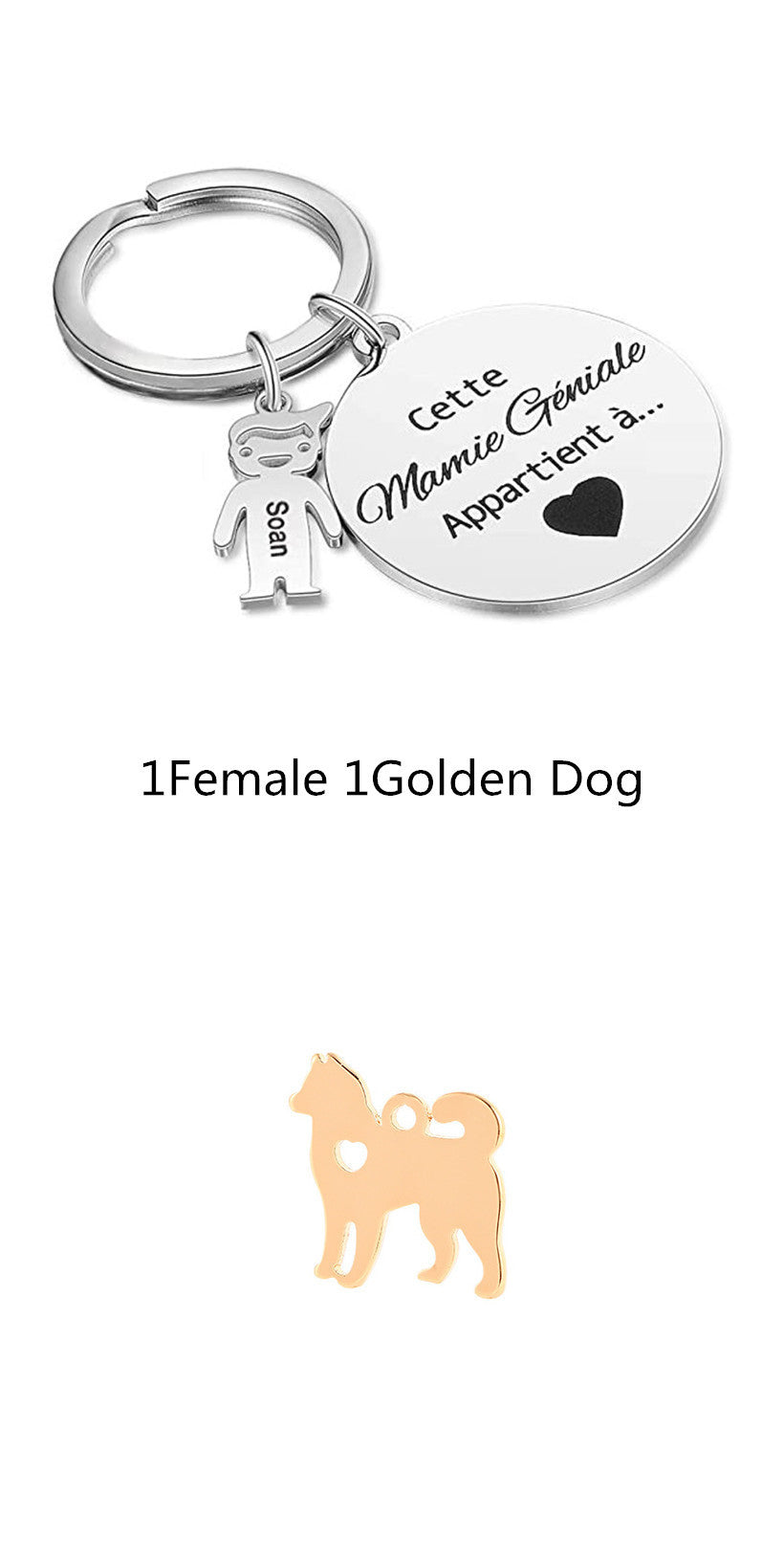 Custom Key Ring Key Accessories Pet Dog Stainless Steel Puppy Hollow Peach Heart Pendant