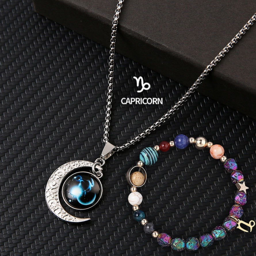 Natural Stone Necklace Set For The 12 Zodiac Signs