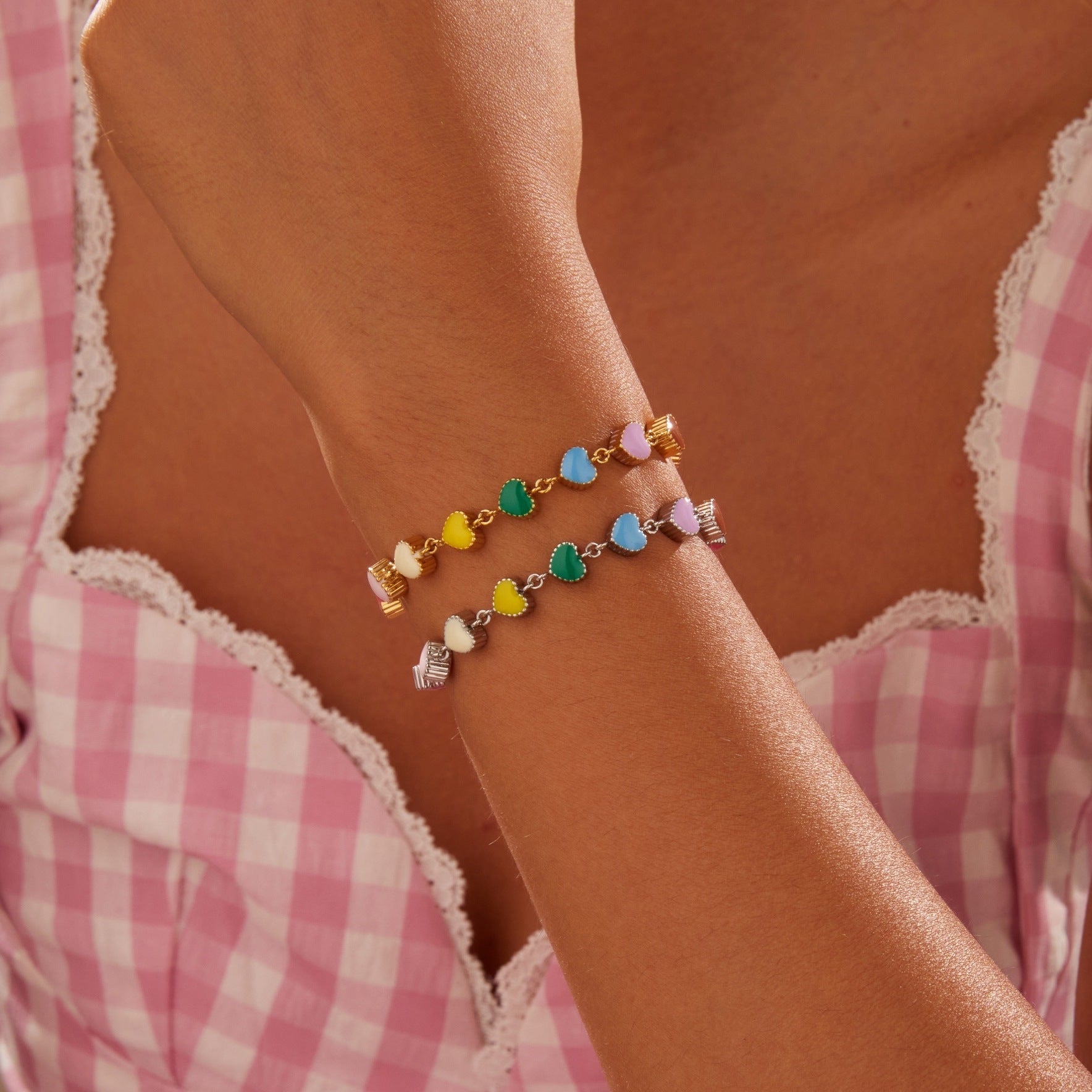 Colorful Oil Necklace Love Heart-shaped Titanium Steel Bracelet