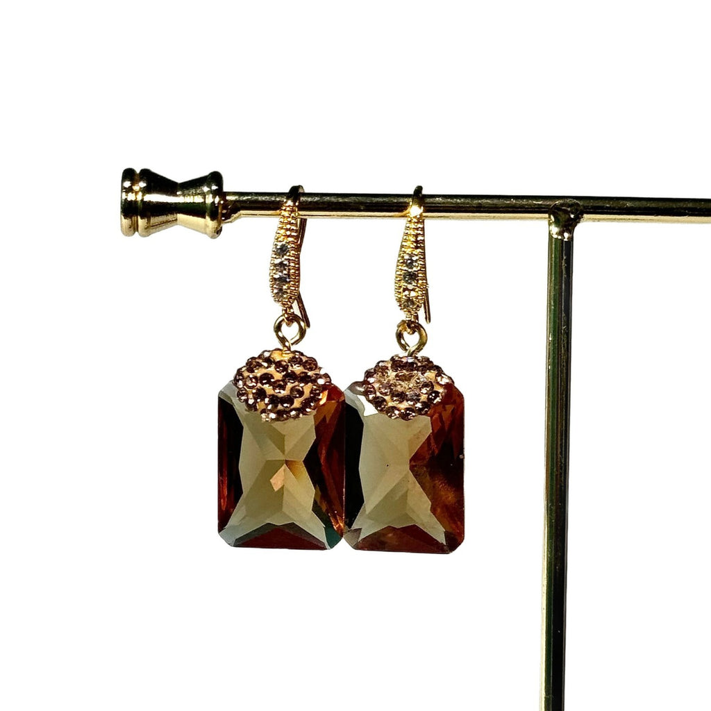 Rectangular Pendant Zircon Earrings