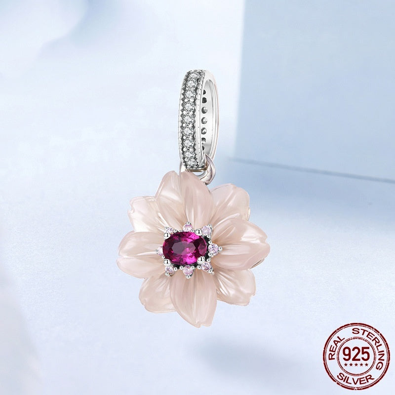 Eternal Flower S925 Sterling Silver Pendant Parts Beaded