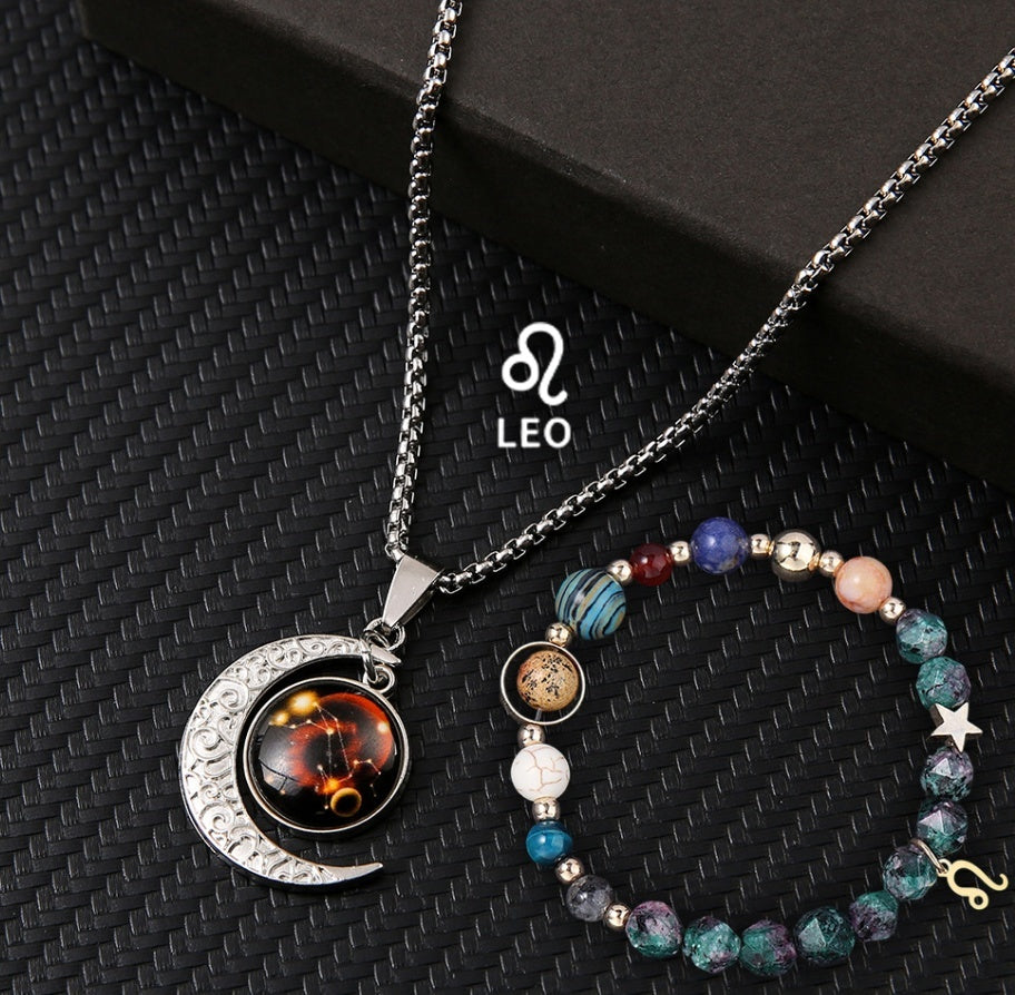 Natural Stone Necklace Set For The 12 Zodiac Signs