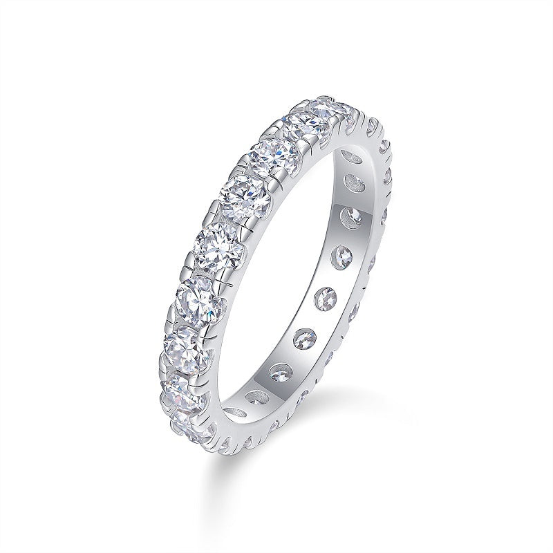 Spring Breeze For Ten Miles - A Wedding Ring Set With 0.1-carat Top-quality Moissanite S925 Silver And Platinum-plated Diamond Can Be Inspected With A Diamond Pen