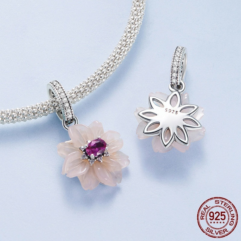 Eternal Flower S925 Sterling Silver Pendant Parts Beaded