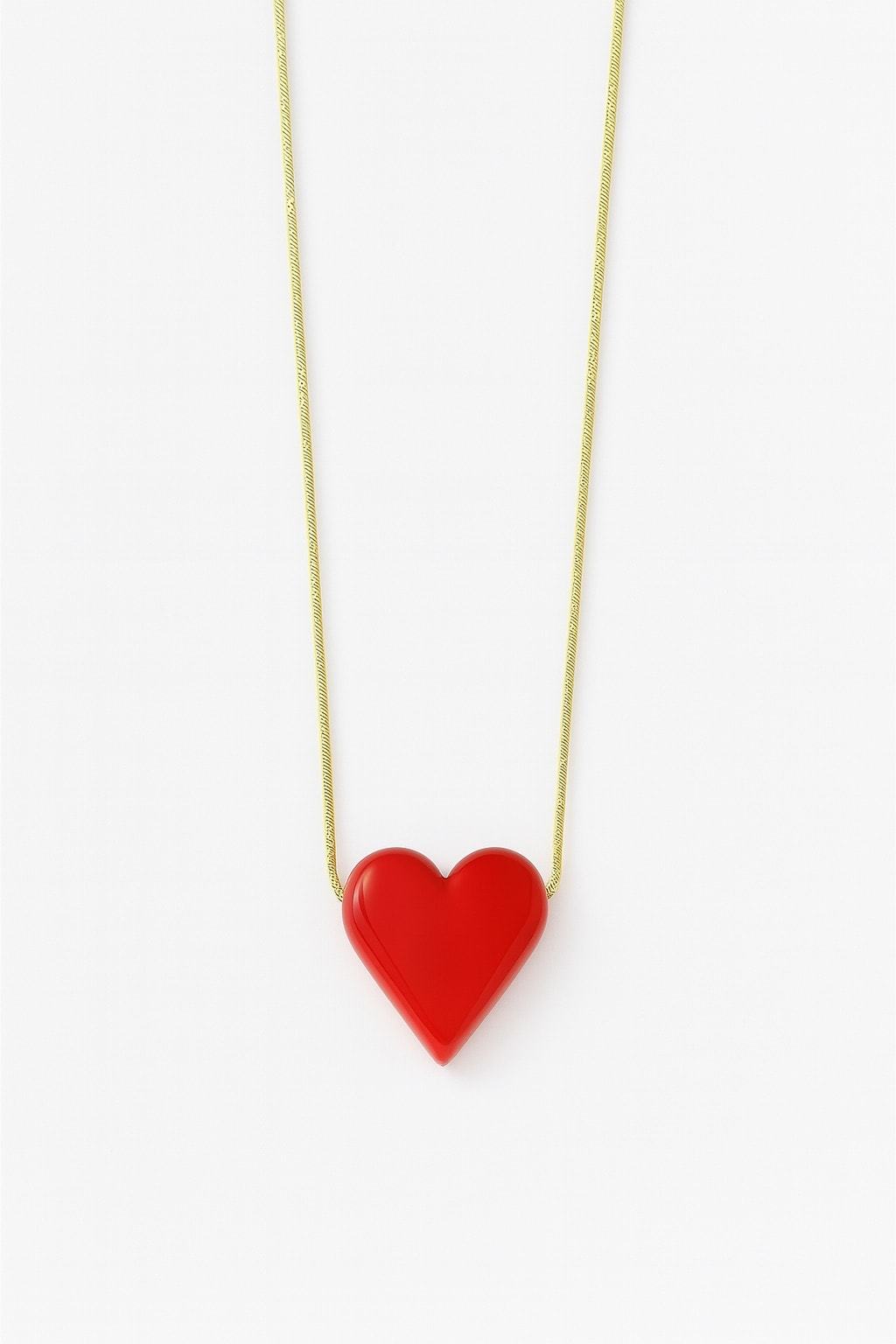 Stainless Steel Red Murano Heart Necklace For Women