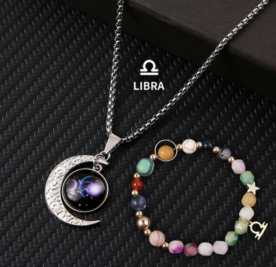 Natural Stone Necklace Set For The 12 Zodiac Signs