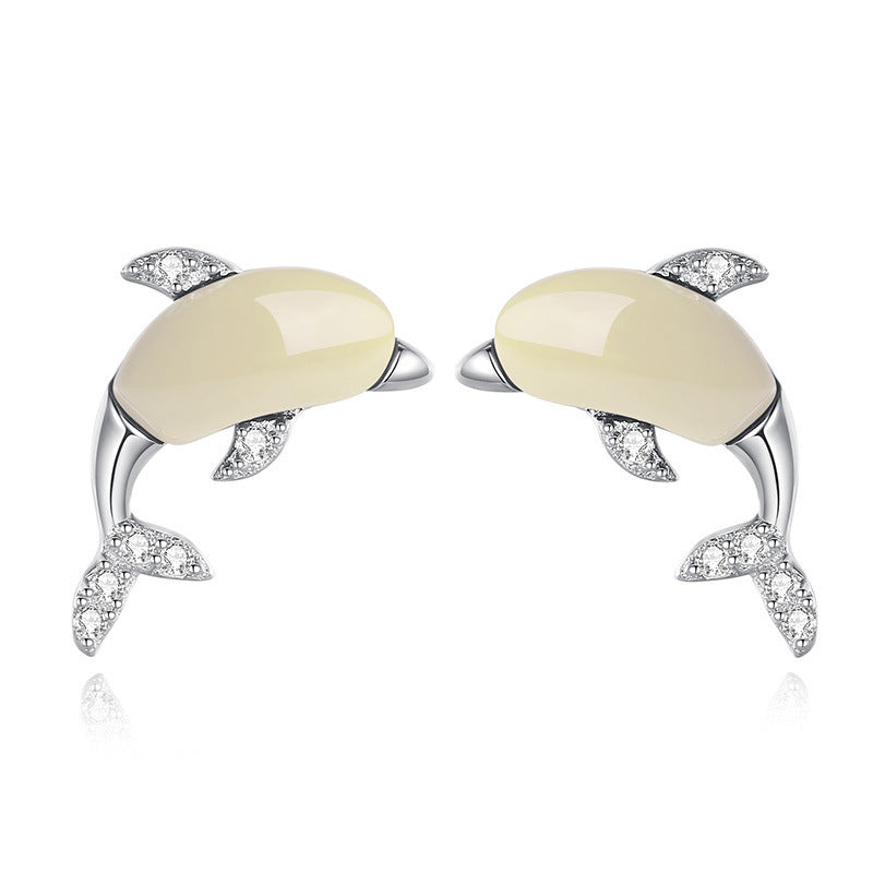 S925 Sterling Silver Gold-plated Southern Red Agate Necklace Dolphin Love Women's Small Cute Suit