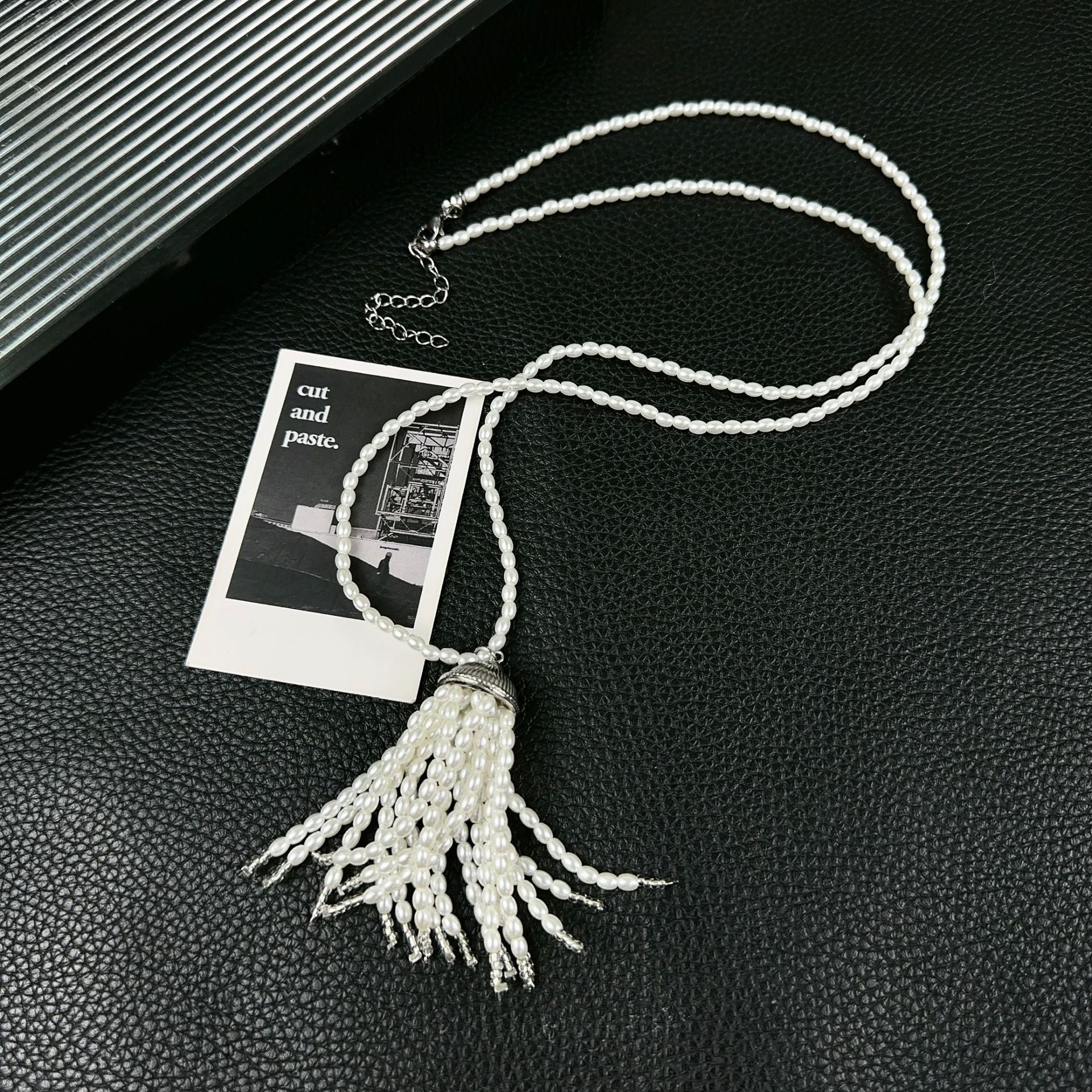 Women's Pearl Tassel Necklace Spring And Summer Long Rice Pearl Necklace